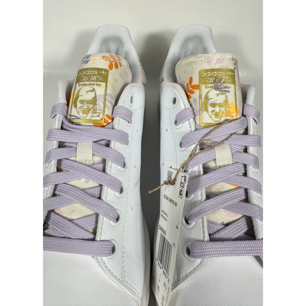 Adidas Stan Smith W “Floral Patch” White/Lilac — Women’s 8.5 — Brand New 🌸 - Picture 5 of 9